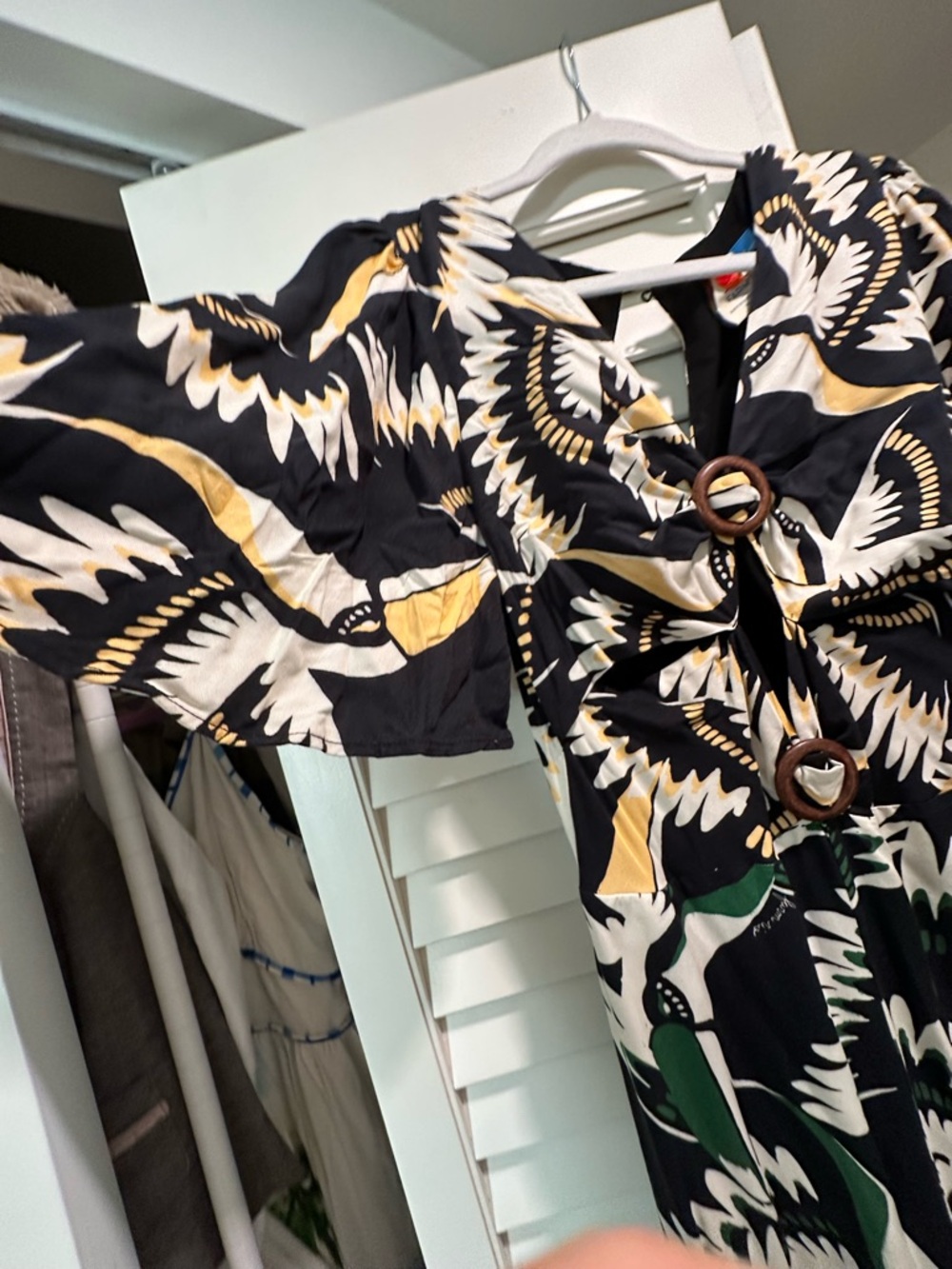 Farm Rio Black, White & Green Printed Jumpsuit with Yellow Accents - Picture 6 of 6